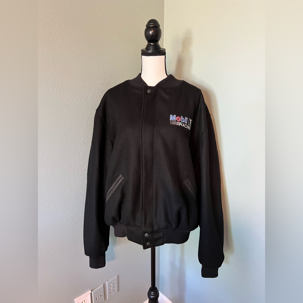 Dehen 1920 Mobil 1 Racing Varsity 100% Wool Black Jacket Size XL